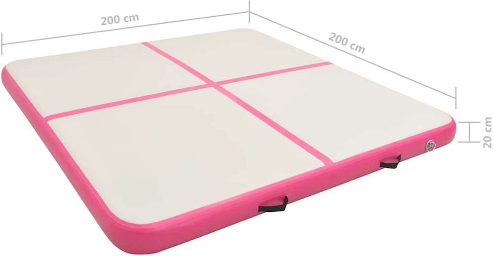 Pripučiamas gimnastikos kilimėlis, rožinis, 200x200x20cm, PVC