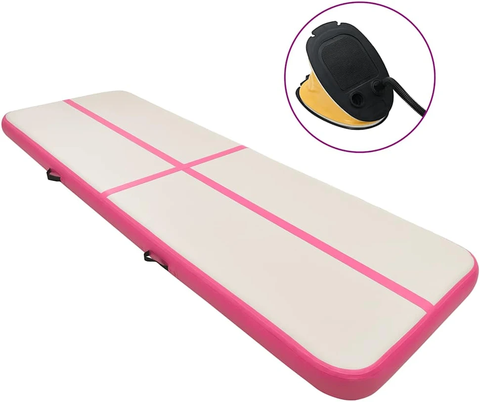 Pripučiamas gimnastikos kilimėlis, rožinis, 300x100x15cm, PVC