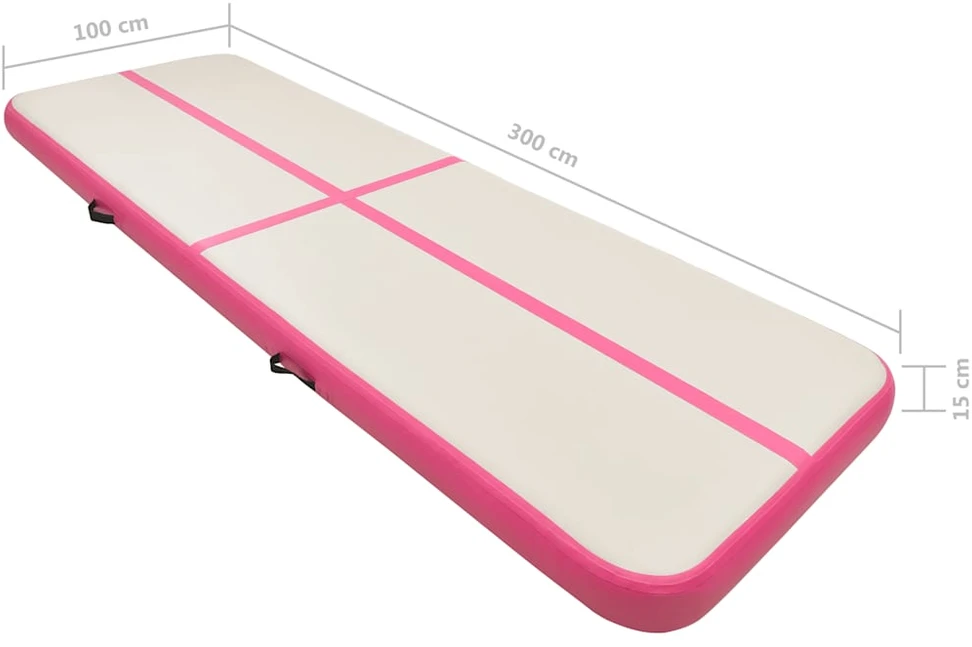 Pripučiamas gimnastikos kilimėlis, rožinis, 300x100x15cm, PVC