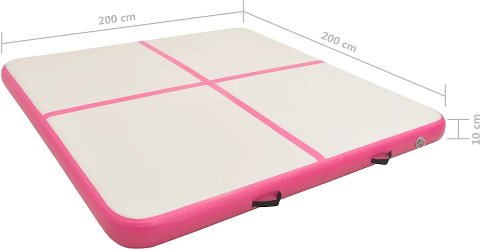 Pripučiamas gimnastikos kilimėlis, rožinis, 200x200x10cm, PVC