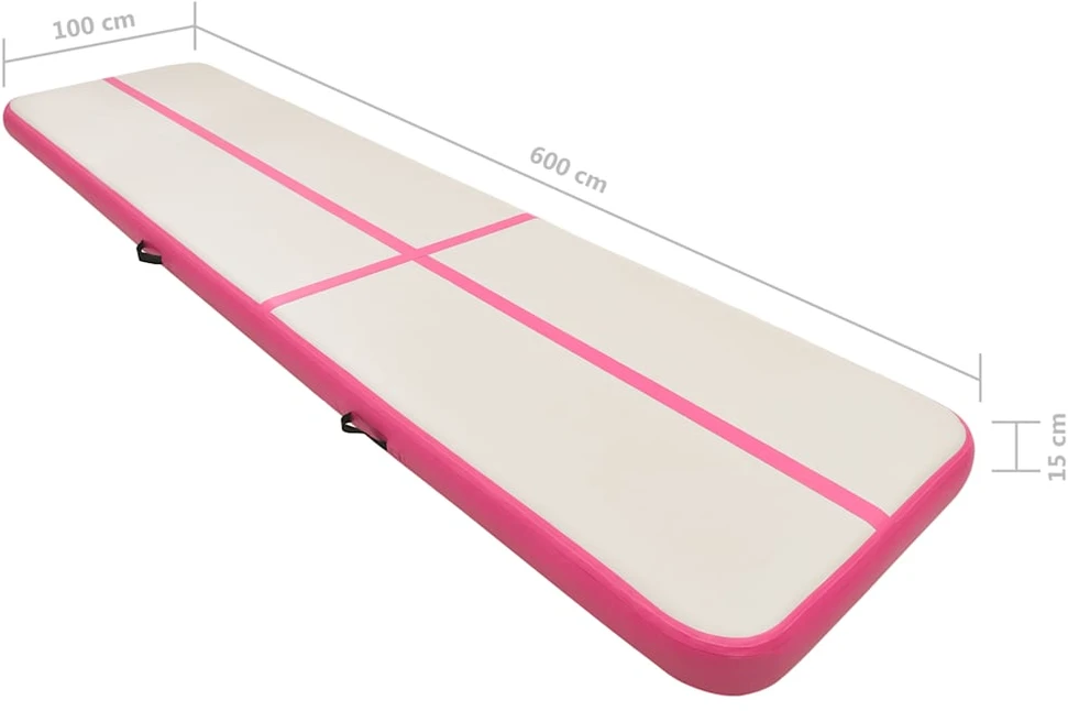 Pripučiamas gimnastikos kilimėlis, rožinis, 600x100x15cm, PVC