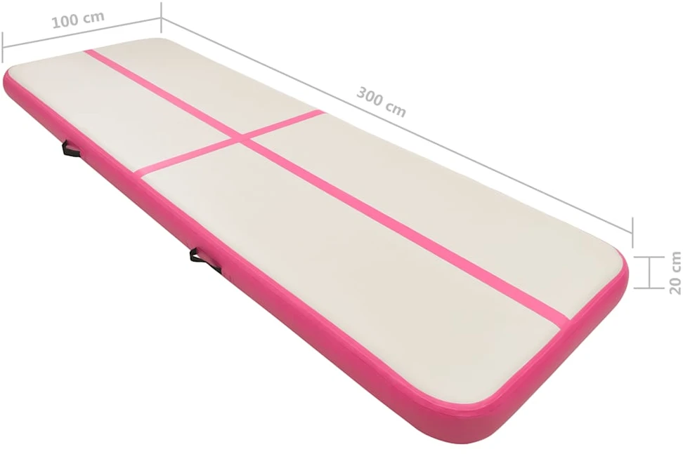 Pripučiamas gimnastikos kilimėlis, rožinis, 300x100x20cm, PVC