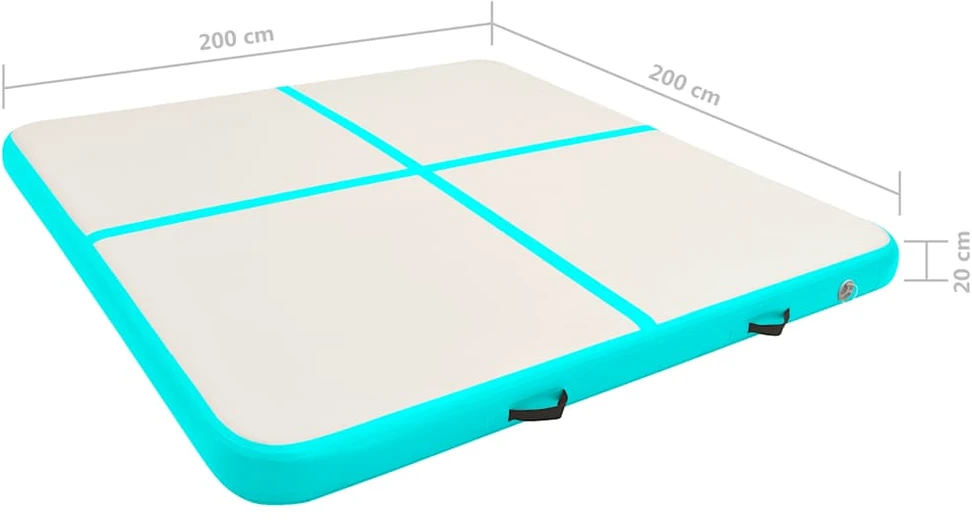 Pripučiamas gimnastikos kilimėlis, žalias, 200x200x20cm, PVC