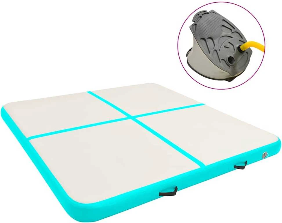 Pripučiamas gimnastikos kilimėlis, žalias, 200x200x20cm, PVC