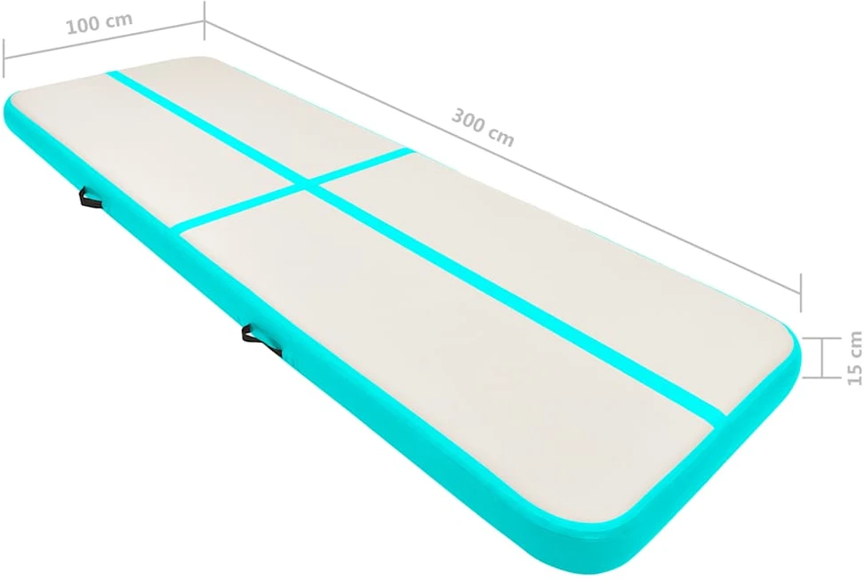 Pripučiamas gimnastikos kilimėlis, žalias, 300x100x15cm, PVC