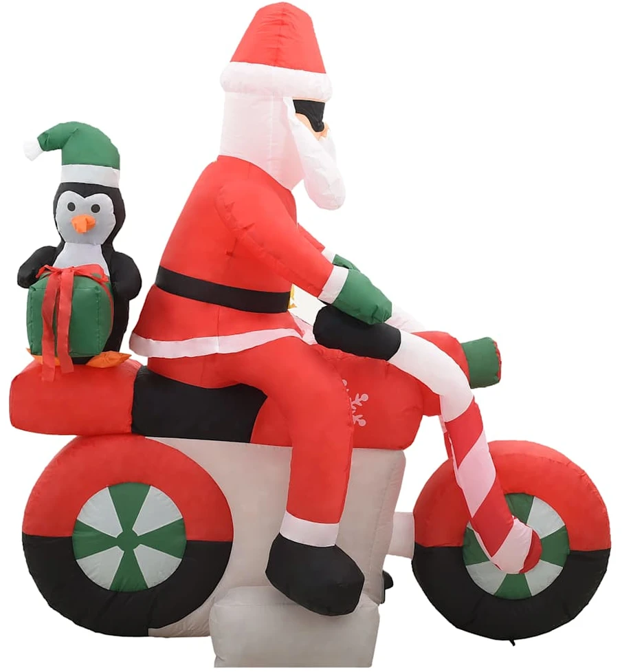 Pripučiamas Kalėdų Senelis ant motociklo, LED, IP44, 160cm