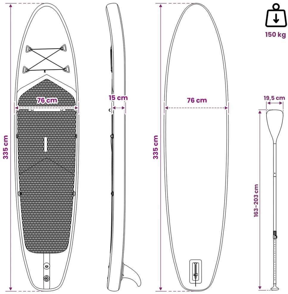 Pripučiamas Stan Up Irklas POSEIDON 335 x 76 x 15 cm skirta