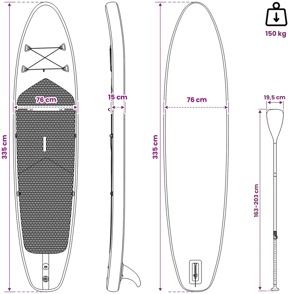 Pripučiamas Stand Up Paddle Board HYDROS 335 x 76 x 15 cm