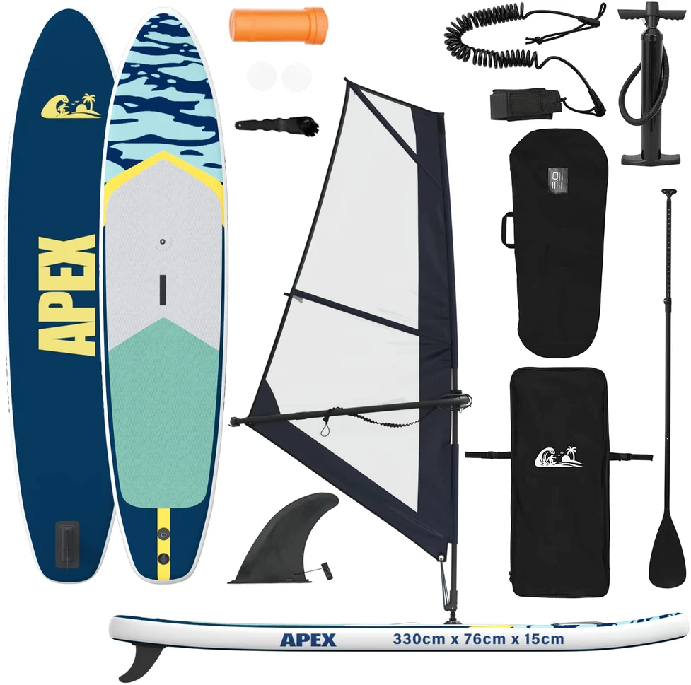 Pripučiamas SUP lenta su burės APEX 330 x 76 x 15 cm Mėlyna