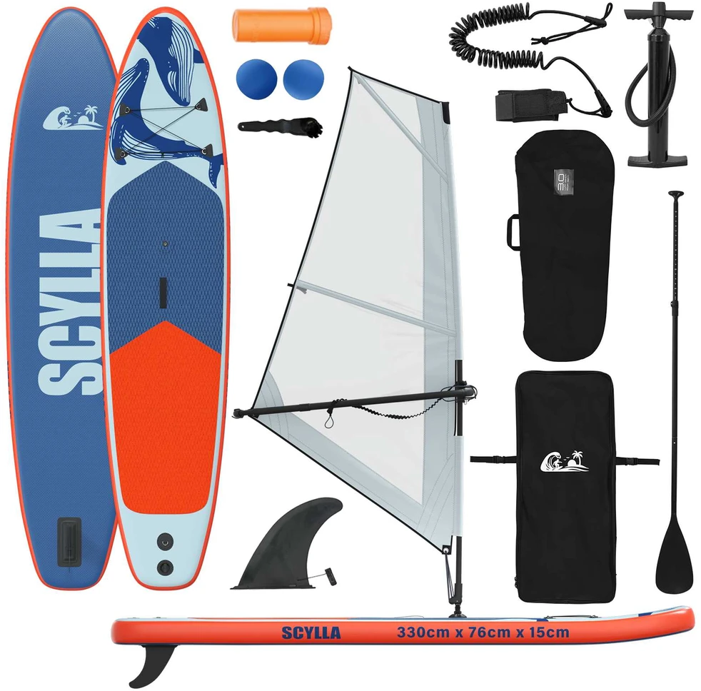 Pripučiamas SUP lenta su burės SCYLLA 330 x 76 x 15 cm Mėlyna