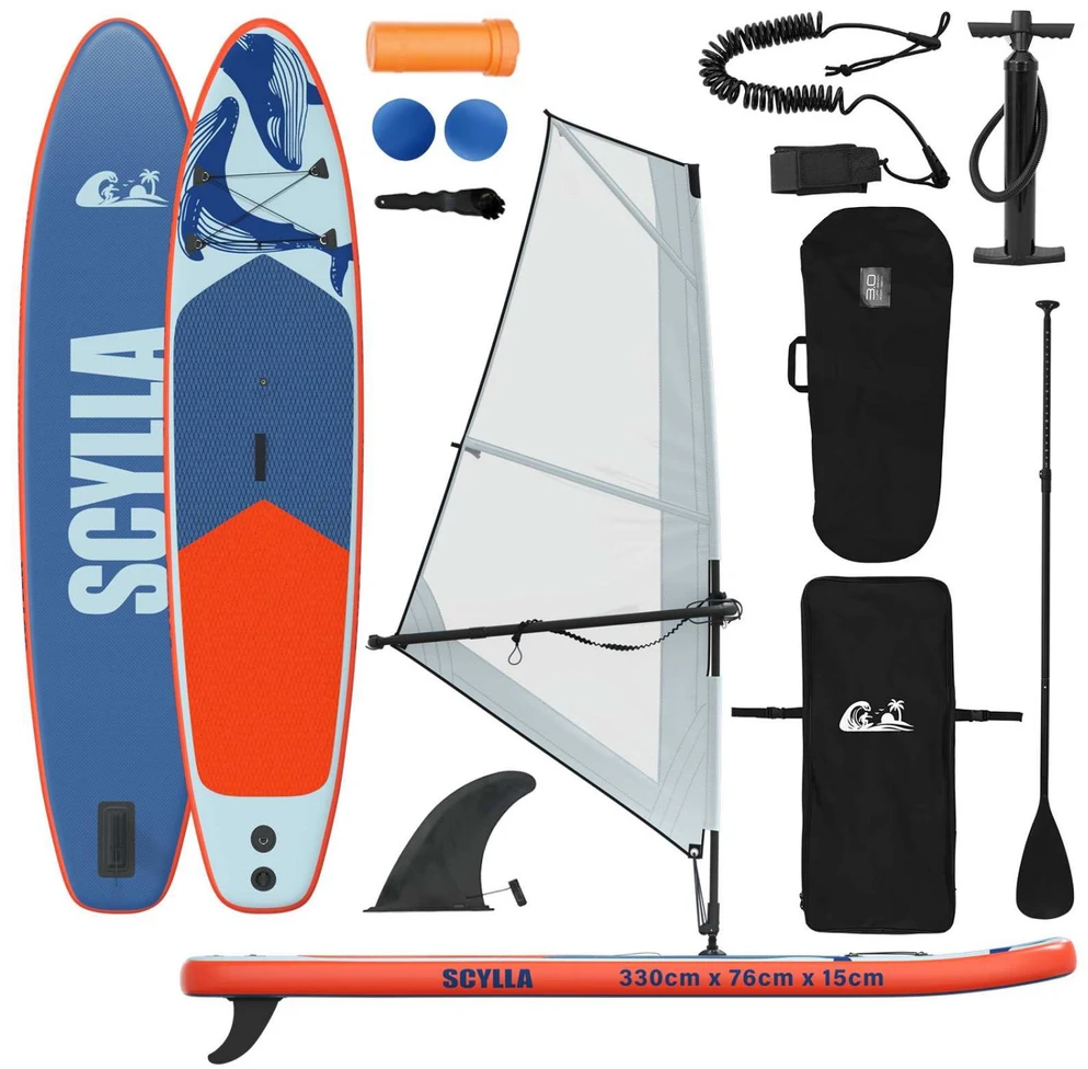 Pripučiamas SUP lenta su burės SCYLLA 330 x 76 x 15 cm Mėlyna