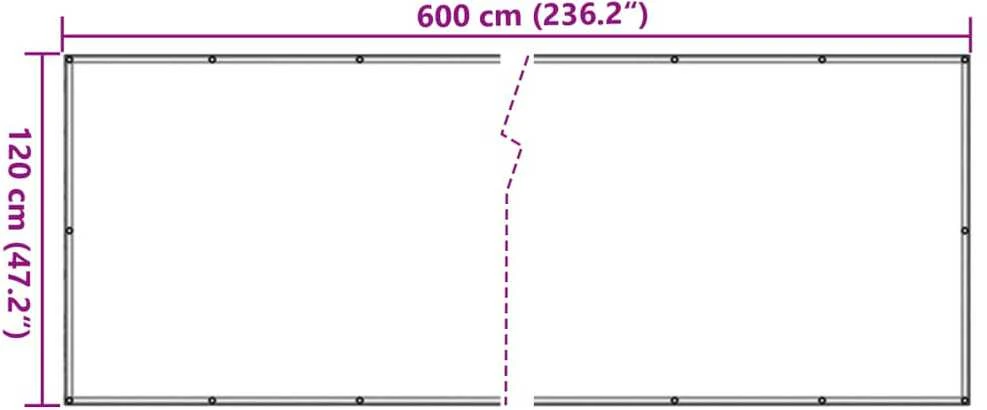 Privatumo suteikianti pertvara, antracito, 600x120cm, PVC