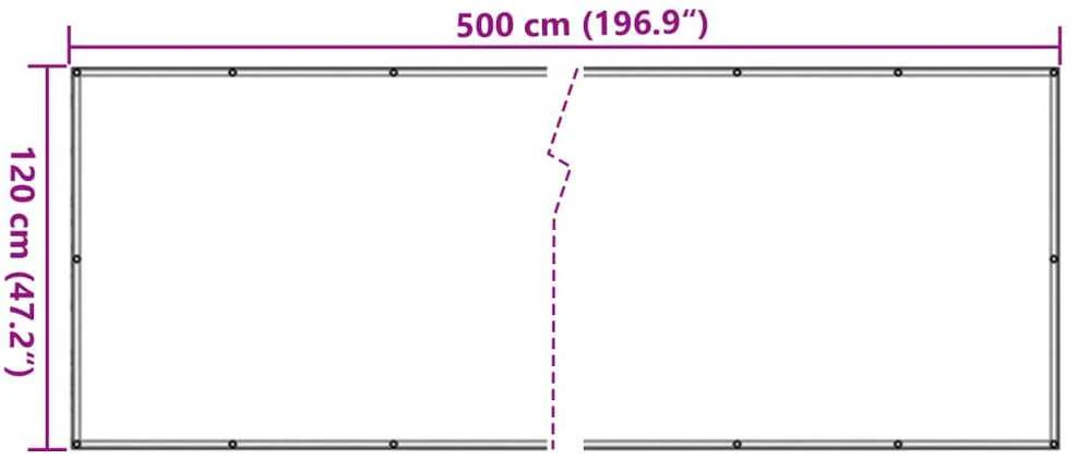 Privatumo suteikianti balkono pertvara, pilka, 500x120cm, PVC