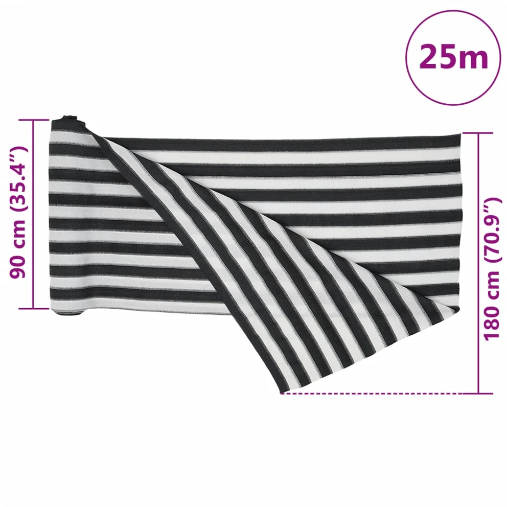 Privatumo suteikiantis tinklelis, antracito/baltas, 1,8x25m