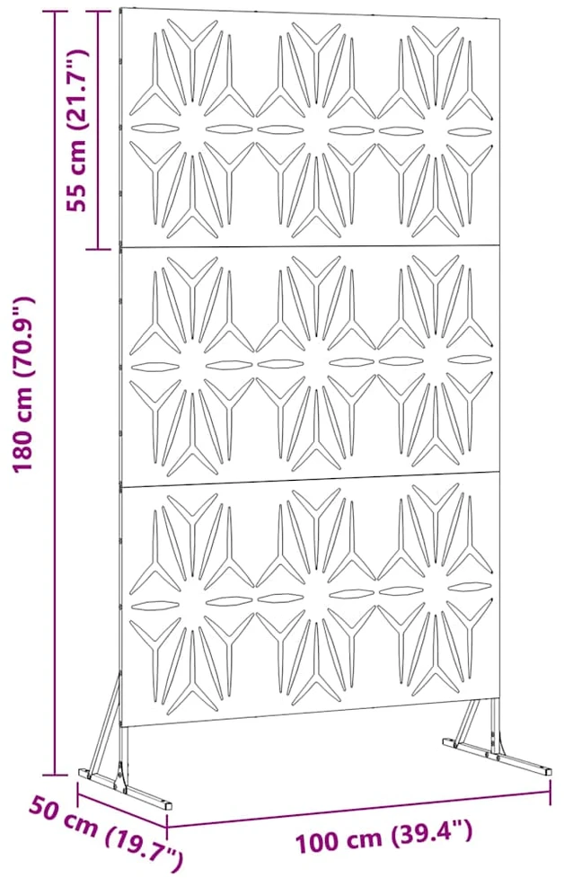 Privatumo žaliuzės 100 x 50 x 180 cm Nerūdijantis plienas