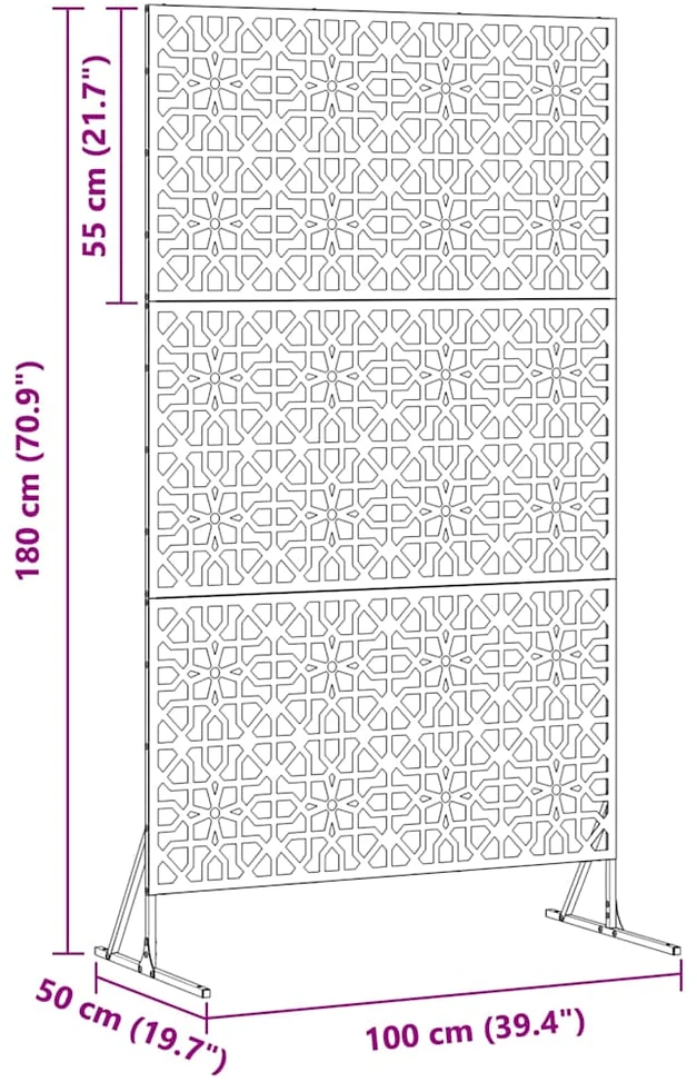 Privatumo žaliuzės 100 x 50 x 180 cm Plienas Juoda