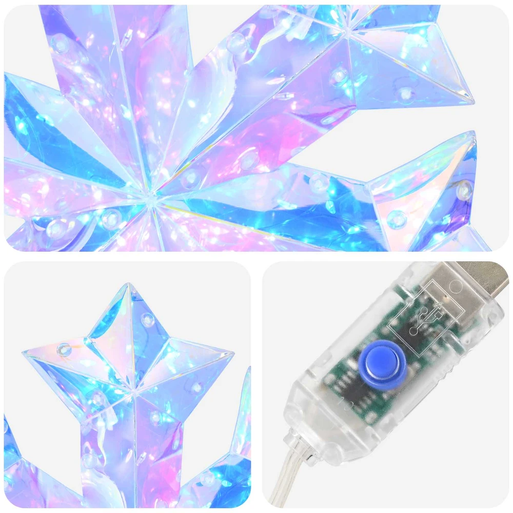 Prizminė irizuojanti LED snaigė Įvairiaspalvis Ø 26 x 25 cm