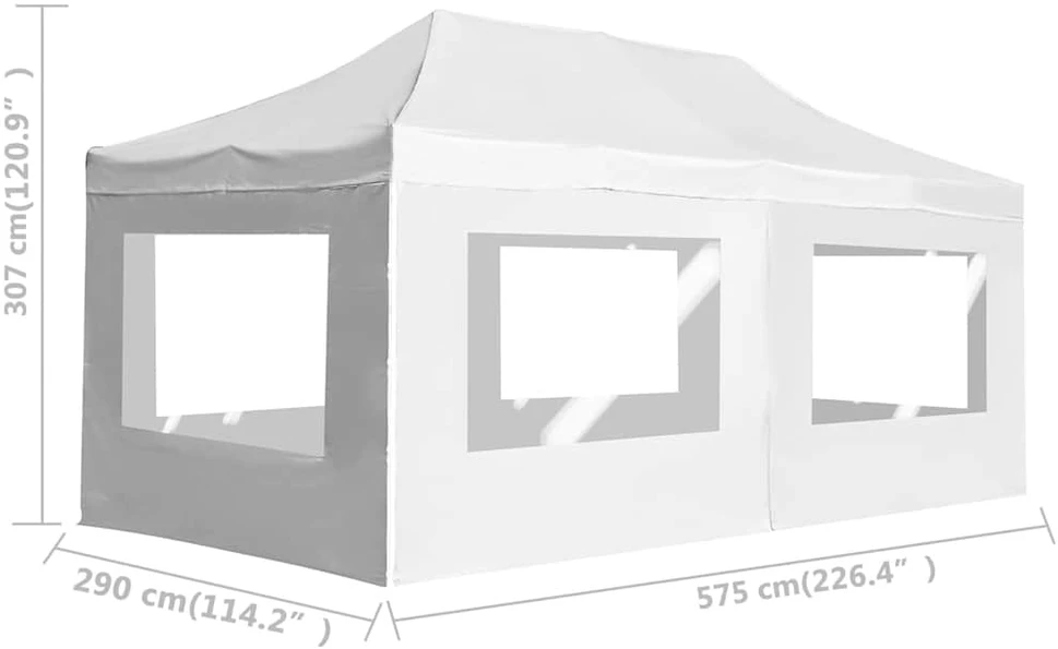Prof. išskleidžiama proginė palapinė su sienomis, balta, 6x3m