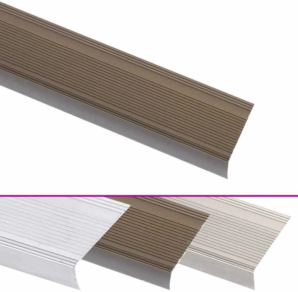 Profiliai laiptams, 15vnt., rudi, 100cm, aliuminis, L formos