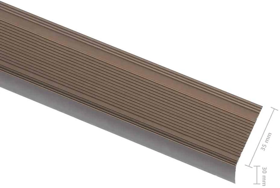 Profiliai laiptams, 15vnt., rudi, 90 cm, aliuminis, L formos