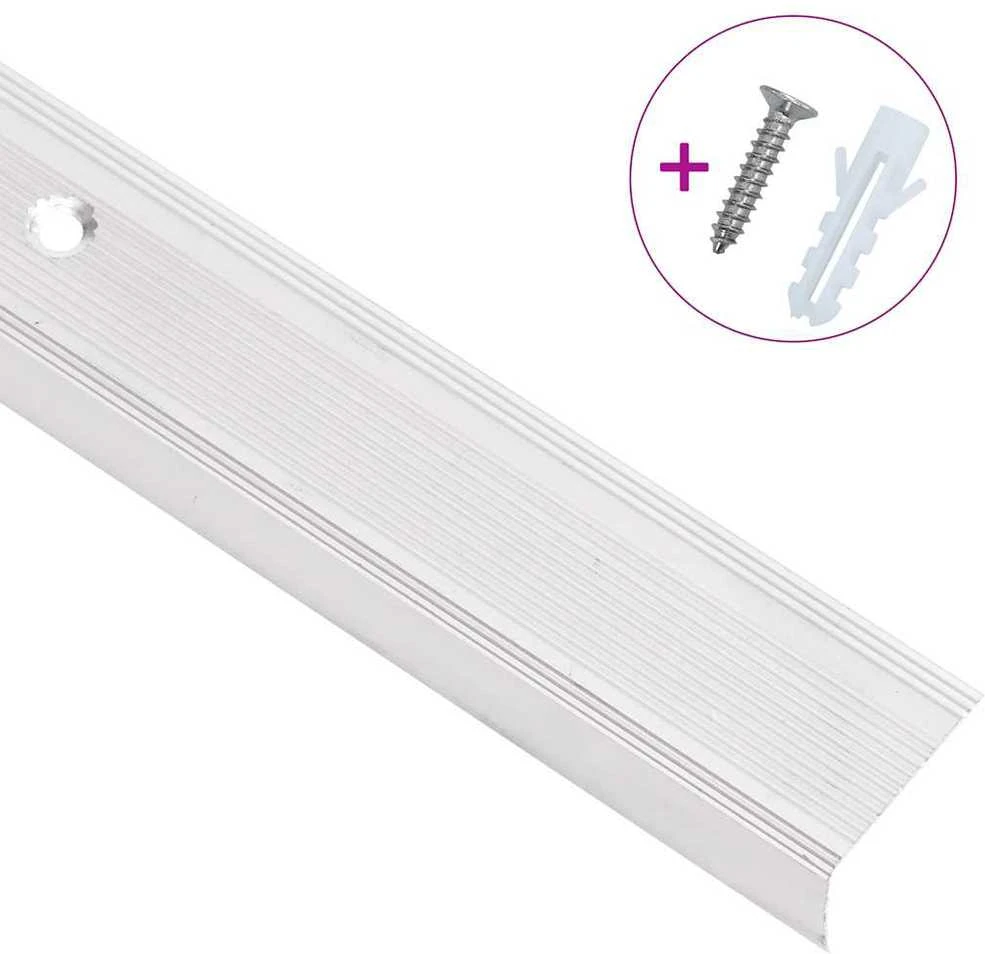 Profiliai laiptams, 15vnt., sidabro, 100cm, aliuminis, L formos