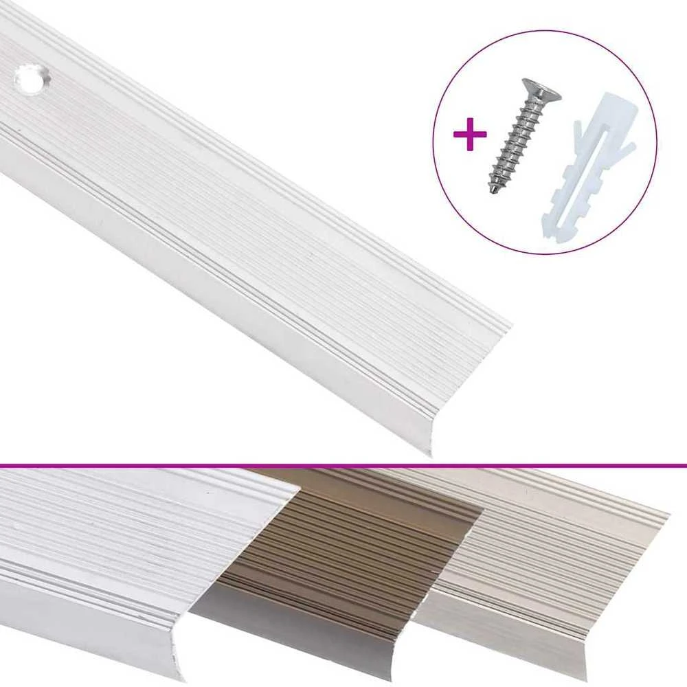 Profiliai laiptams, 15vnt., sidabro, 100cm, aliuminis, L formos