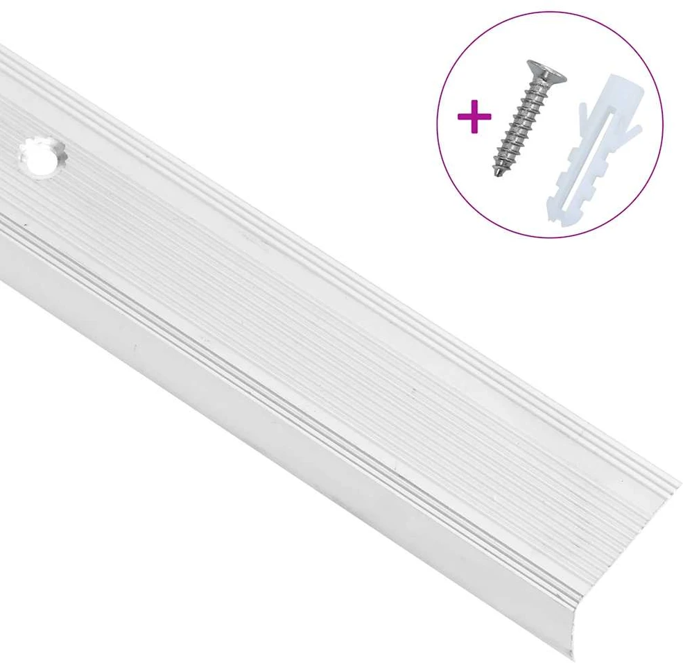 Profiliai laiptams, 15vnt., sidabro, 100cm, aliuminis, L formos