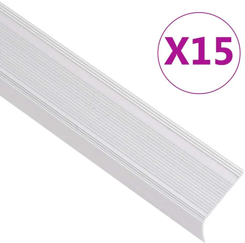 Profiliai laiptams, 15vnt., sidabro, 100cm, aliuminis, L formos