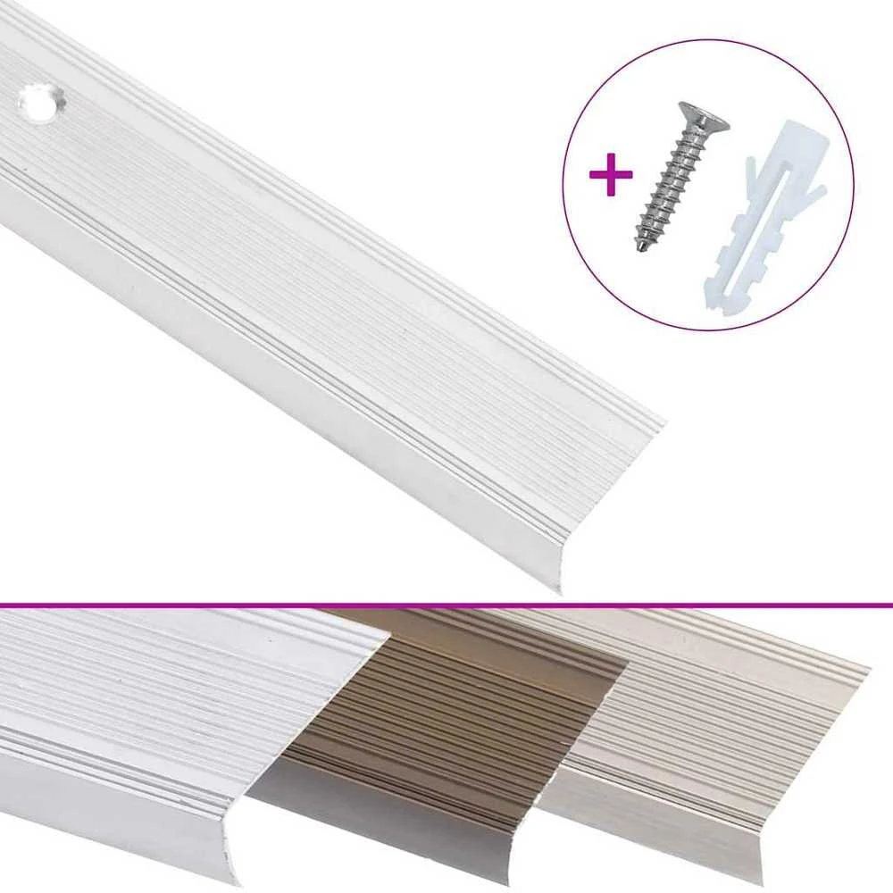 Profiliai laiptams, 15vnt., sidabro, 90 cm, aliuminis, L formos