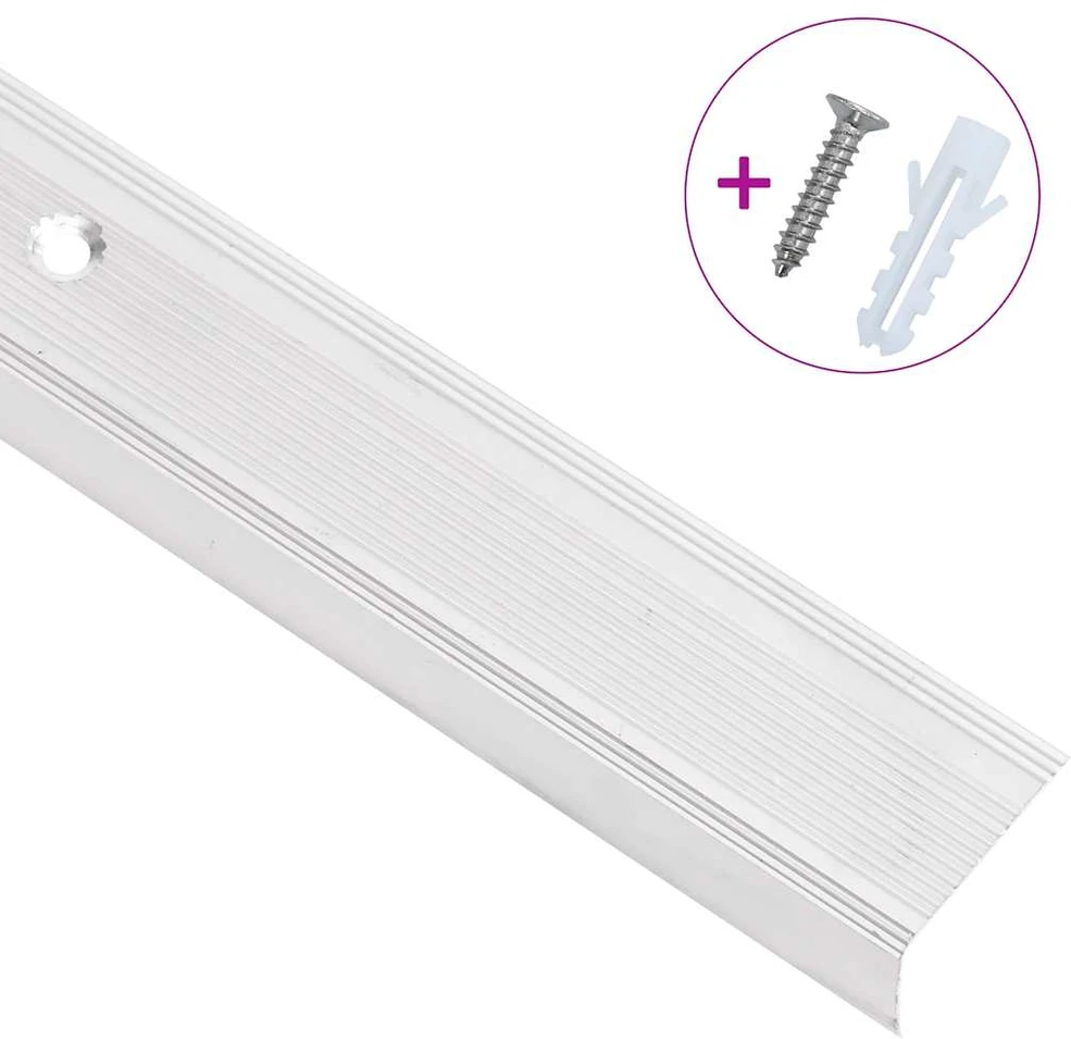 Profiliai laiptams, 15vnt., sidabro, 90 cm, aliuminis, L formos