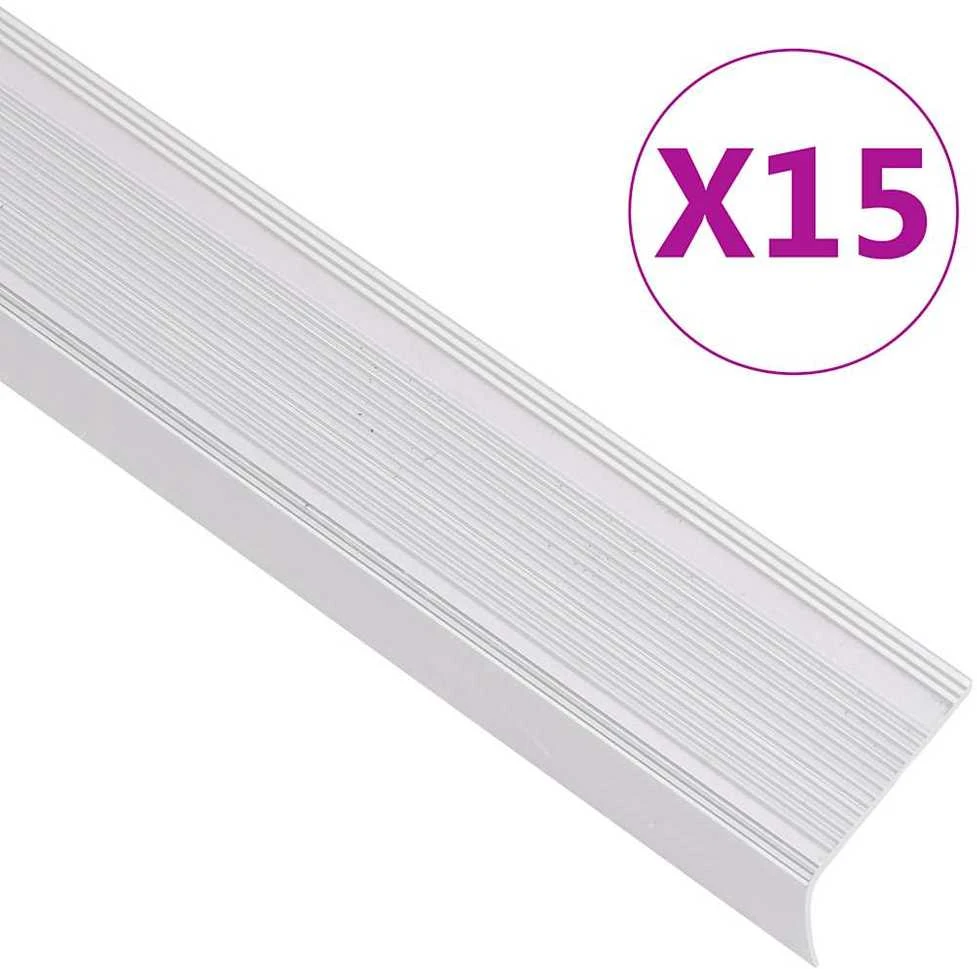 Profiliai laiptams, 15vnt., sidabro, 90 cm, aliuminis, L formos