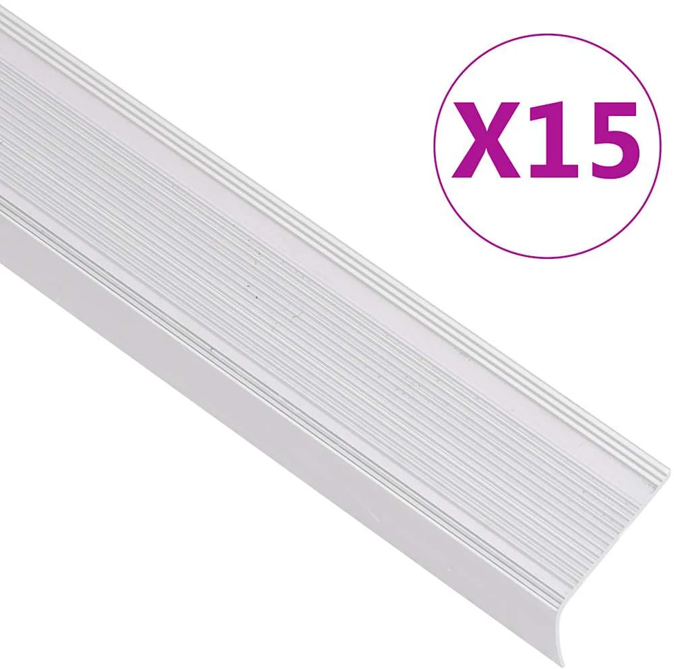 Profiliai laiptams, 15vnt., sidabro, 90 cm, aliuminis, L formos