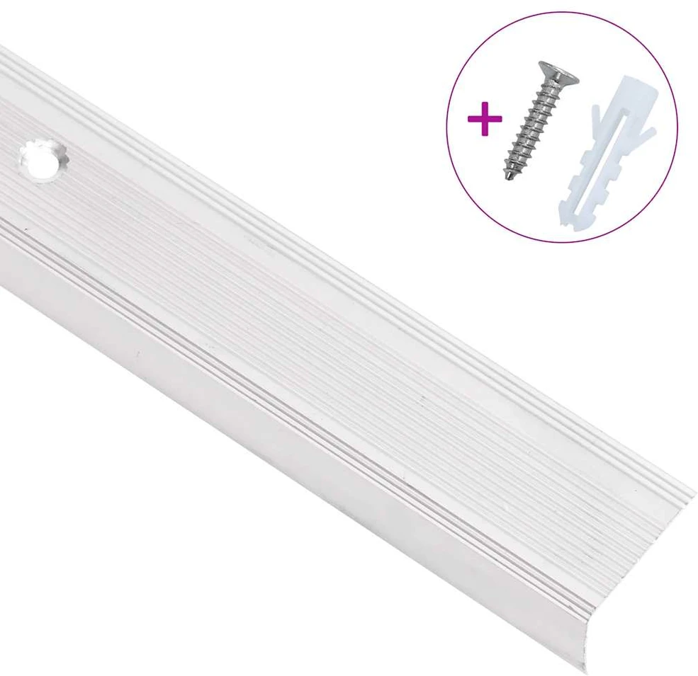 Profiliai laiptams, 15vnt., sidabro, 90 cm, aliuminis, L formos