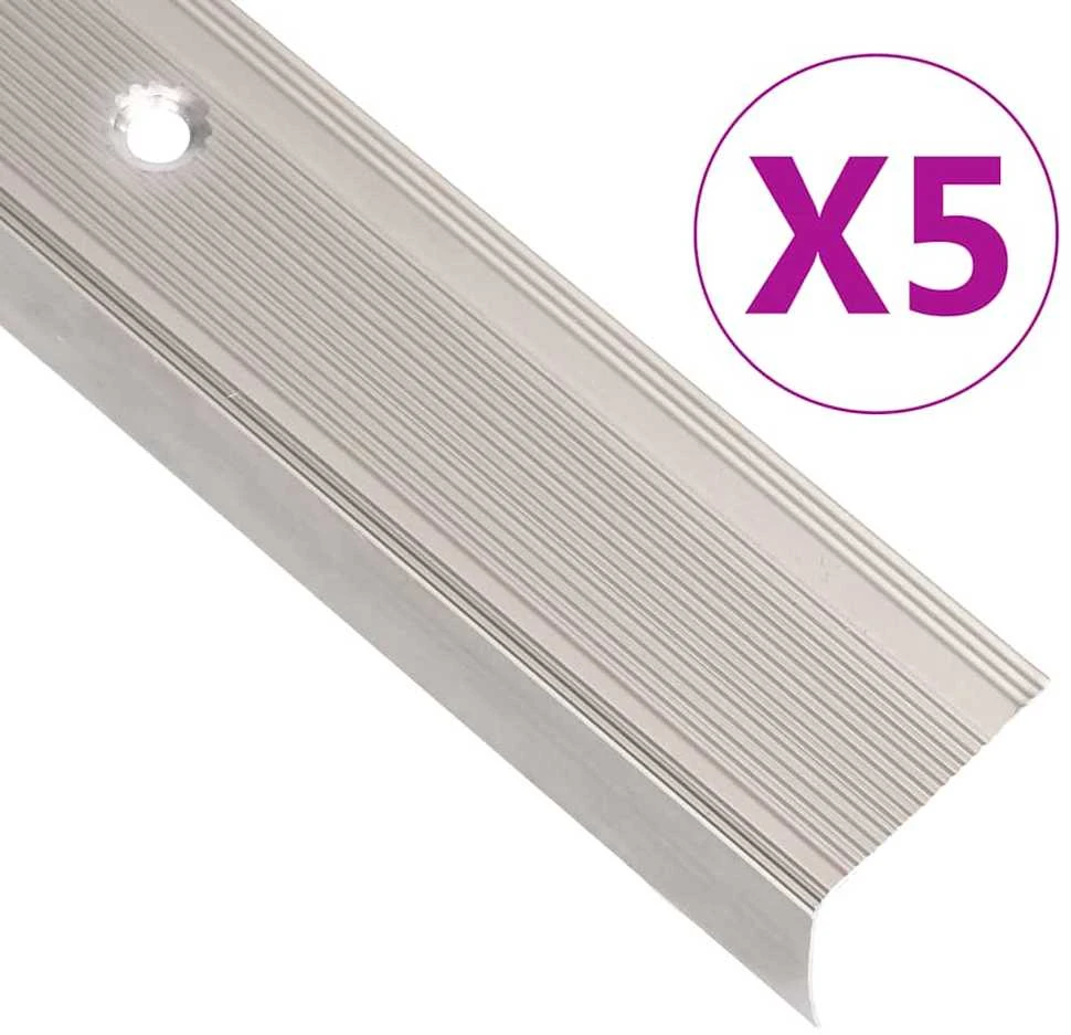 Profiliai laiptams, 5vnt., šampano, 90 cm, aliuminis, L formos