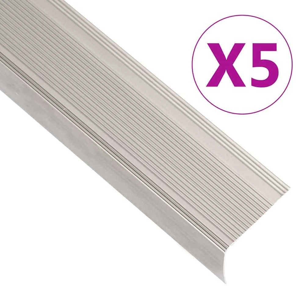 Profiliai laiptams, 5vnt., šampano, 90 cm, aliuminis, L formos