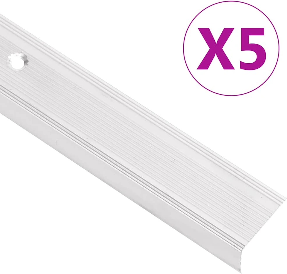 Profiliai laiptams, 5vnt., sidabro, 100 cm, aliuminis, L formos