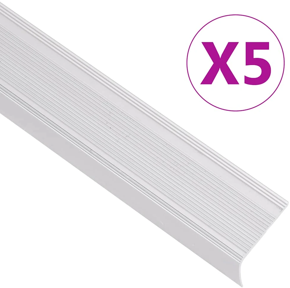 Profiliai laiptams, 5vnt., sidabro, 100 cm, aliuminis, L formos