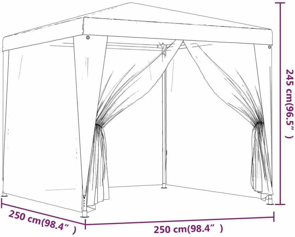 Proginė palapinė su 4 sienomis, antracito, 2,5x2,5m, HDPE