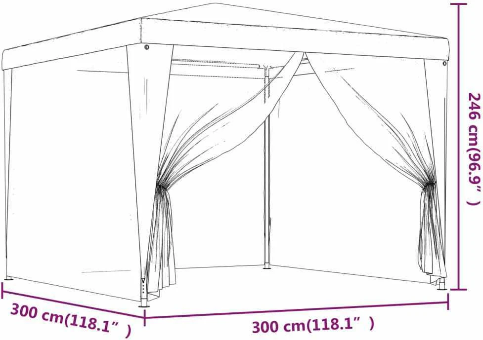 Proginė palapinė su 4 tinklinėmis sienomis, raudona, 3x3m, HDPE