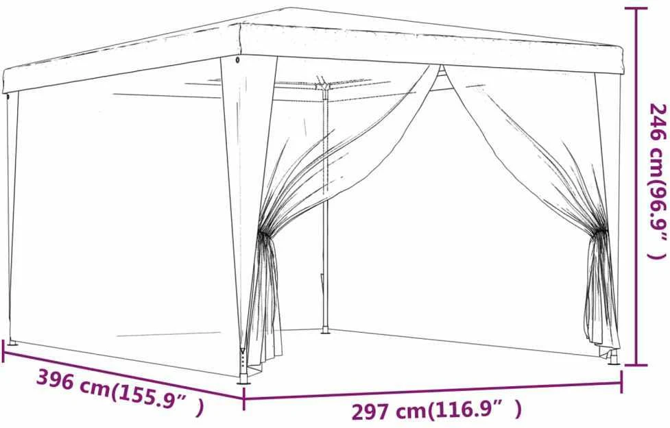 Proginė palapinė su 4 tinklinėmis sienomis, mėlyna, 3x4m, HDPE