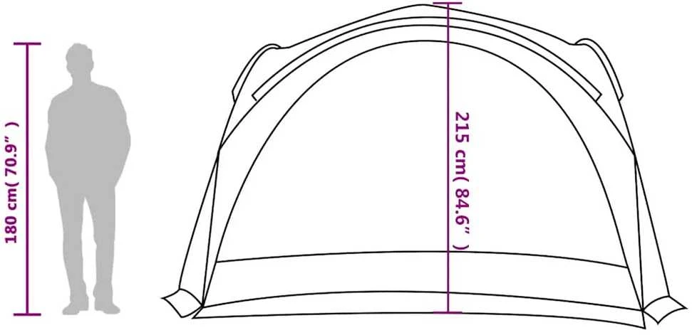 Proginė palapinė, baltos spalvos, 360x360x215cm, 185T Taffeta