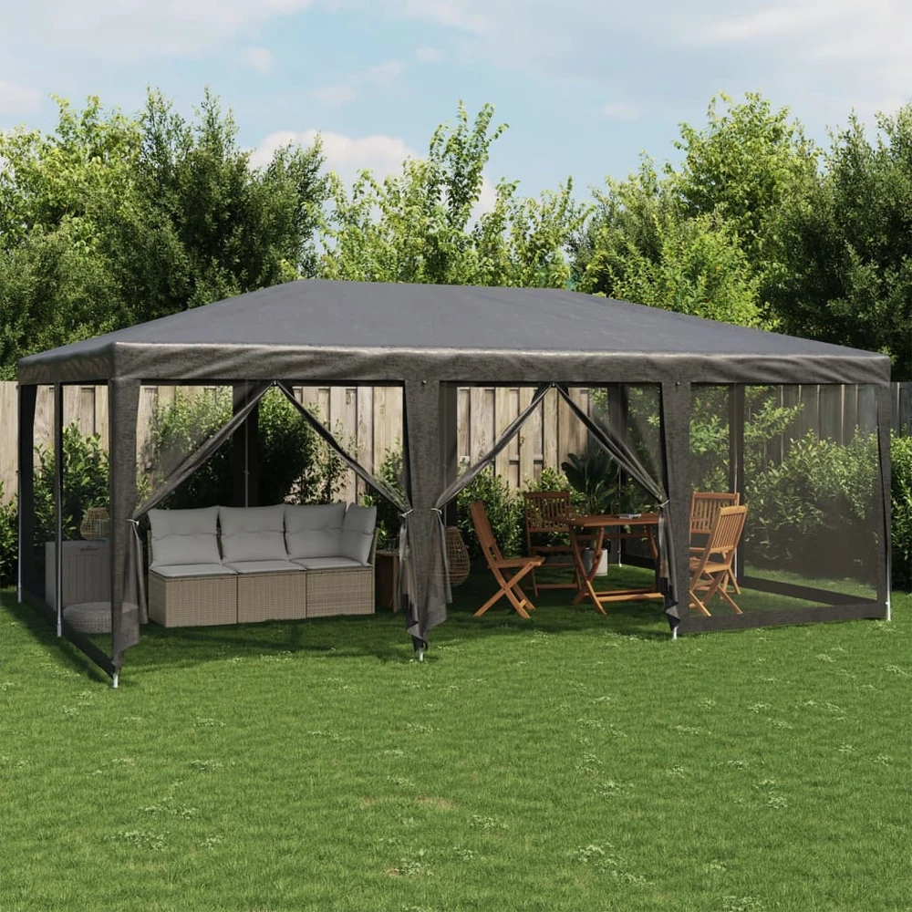 Proginė palapinė su 10 sienomis, antracito, 6x4m, HDPE