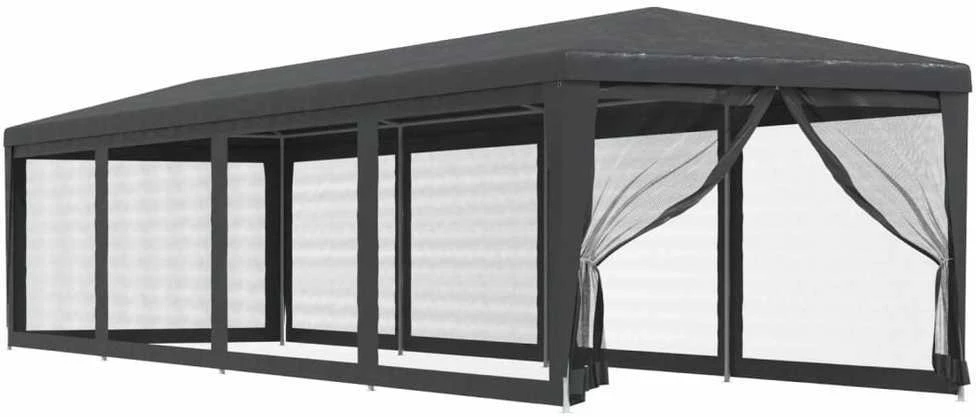 Proginė palapinė su 10 tinklinių sienų, antracito, 3x12m, HDPE