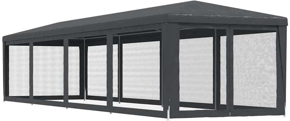 Proginė palapinė su 10 tinklinių sienų, antracito, 3x12m, HDPE