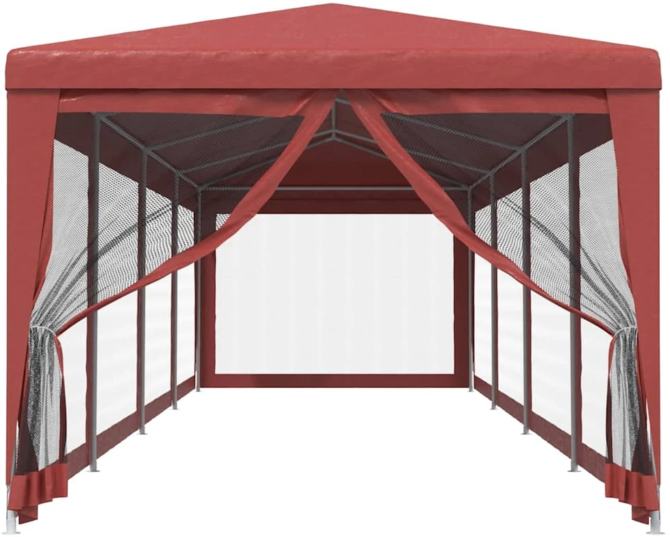Proginė palapinė su 10 tinklinių sienų, raudona, 3x12m, HDPE