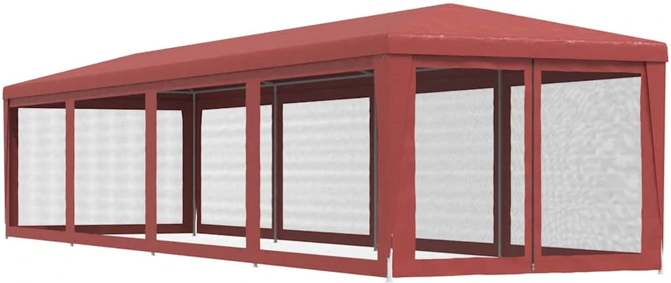 Proginė palapinė su 10 tinklinių sienų, raudona, 3x12m, HDPE