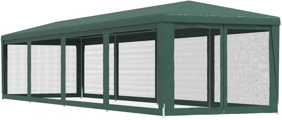 Proginė palapinė su 10 tinklinių sienų, žalia, 3x12m, HDPE