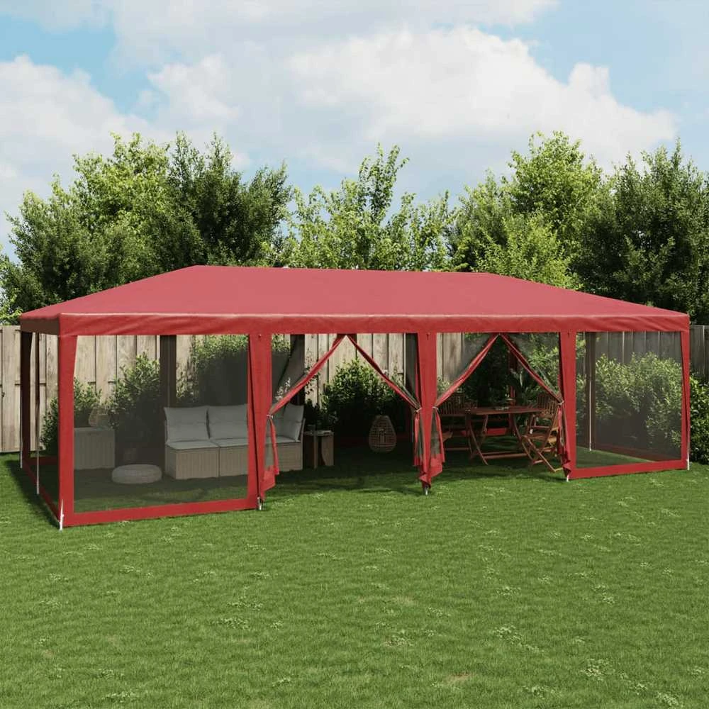 Proginė palapinė su 12 sienomis, raudona, 8x4m, HDPE