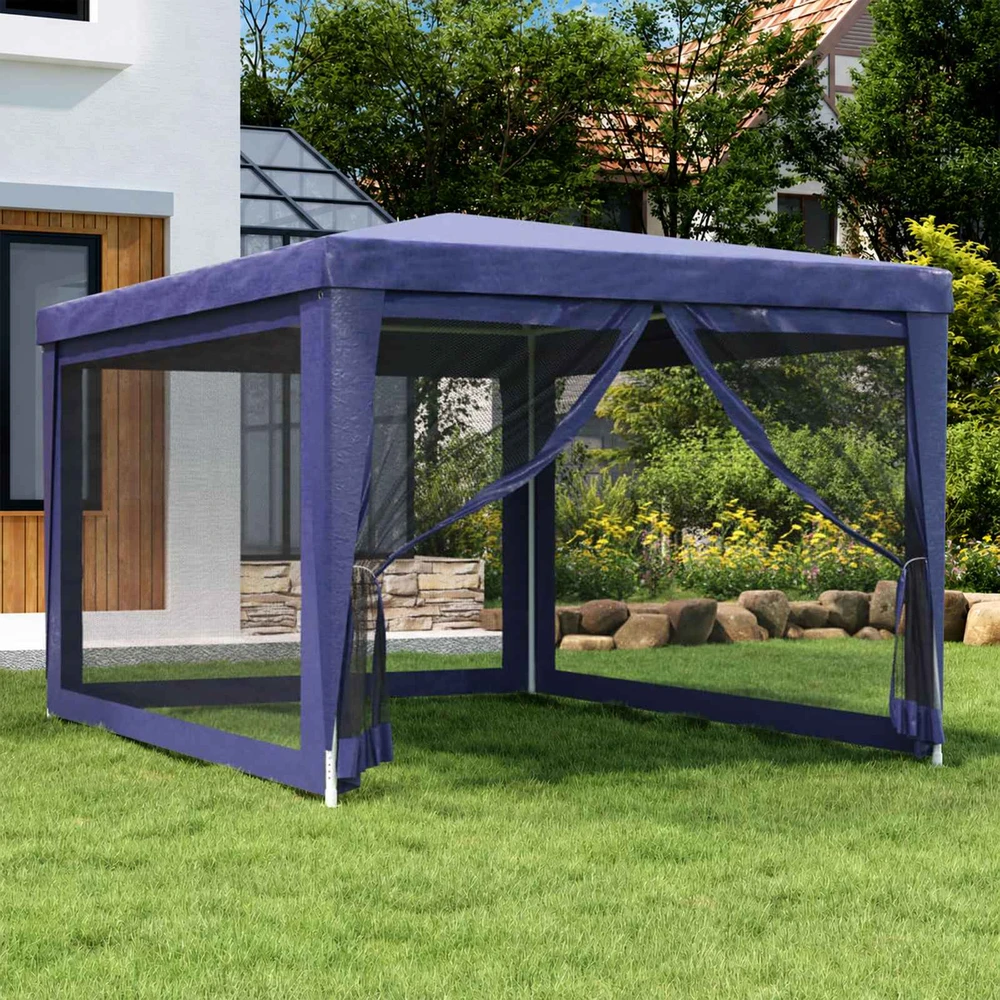 Proginė palapinė su 4 tinklinėmis sienomis, mėlyna, 3x4m, HDPE