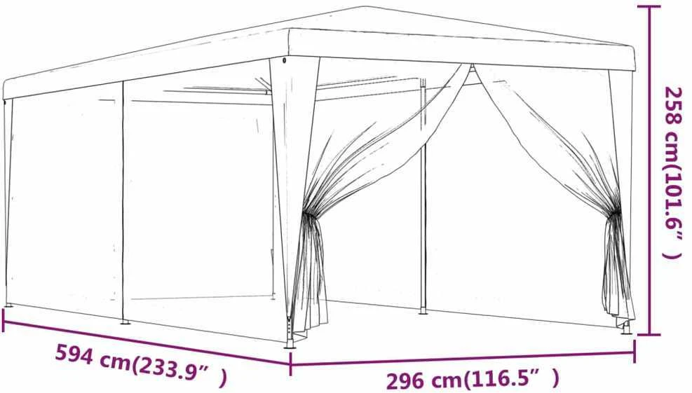 Proginė palapinė su 6 tinklinėmis sienomis, raudona, 3x6m, HDPE